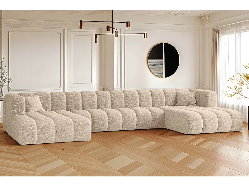 Ecksofa, U-form Sofa Grand U XL  modular stoff Haga Ecru