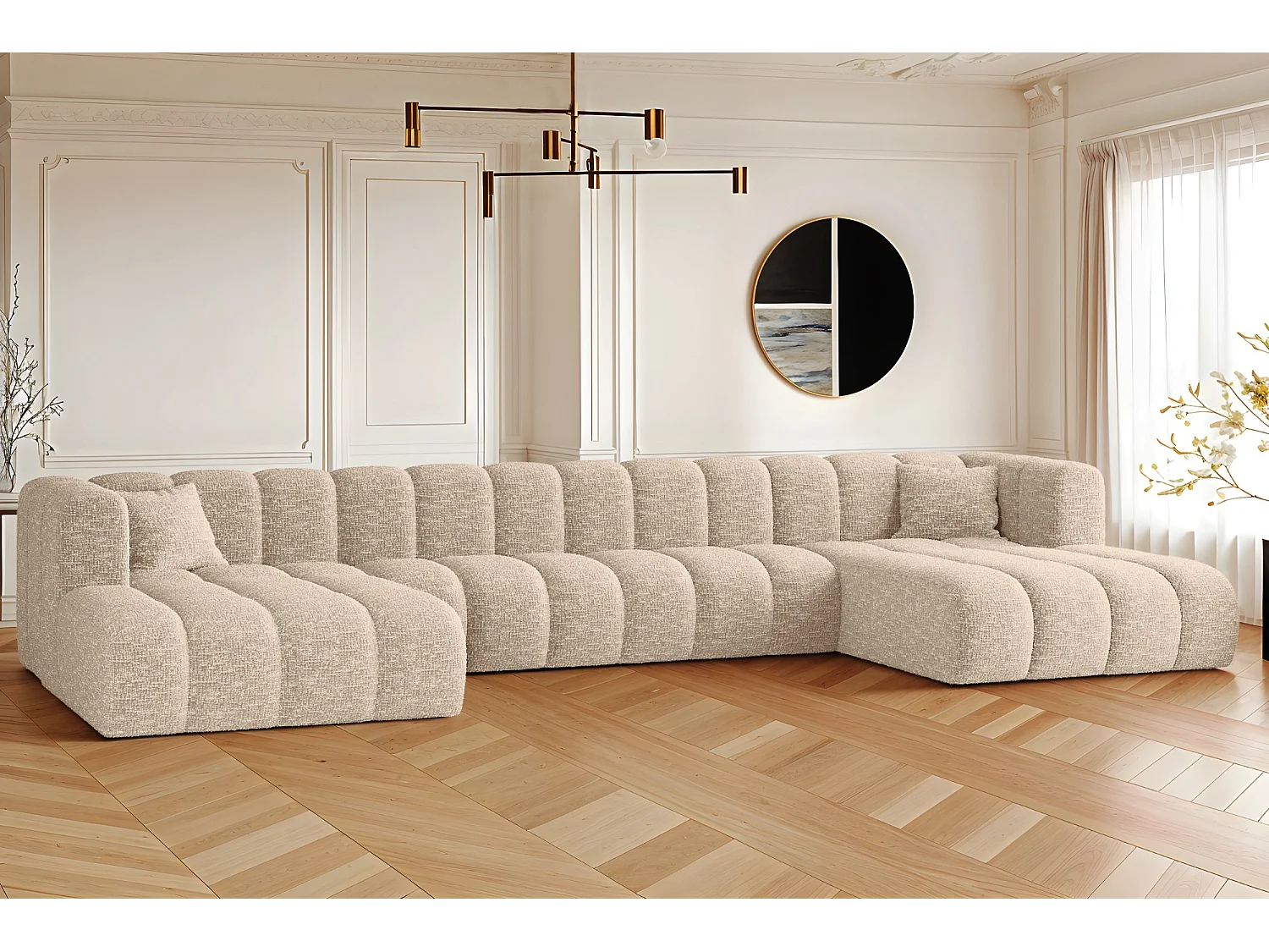 Ecksofa, U-form Sofa Grand U XL  modular stoff Haga Ecru