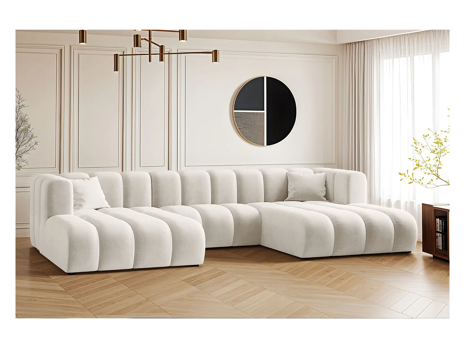 Canapé d'angle U-de Sofa Grand Modular tissu Salvador gris clair