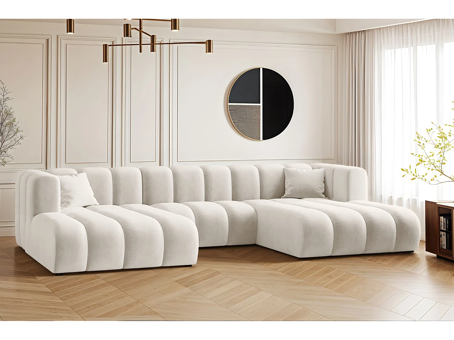 Canapé d'angle U-de Sofa Grand Modular tissu Salvador gris clair