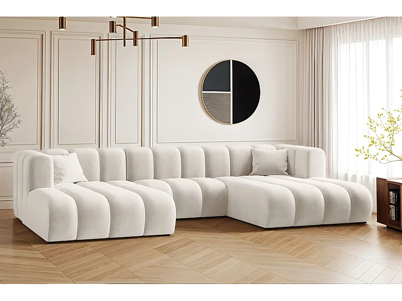 Canapé d'angle U-de Sofa Grand Modular tissu Salvador gris clair