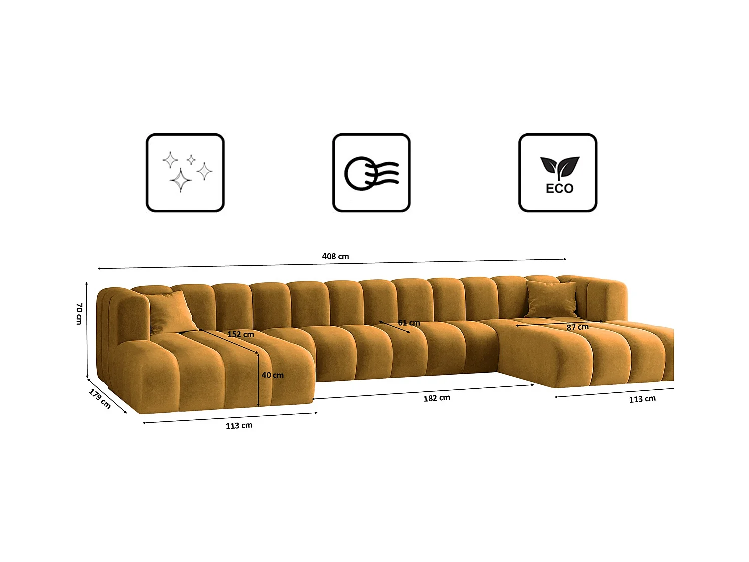 Ecksofa U-from Sofa Grand U XL modular stoff Salvador Gelb