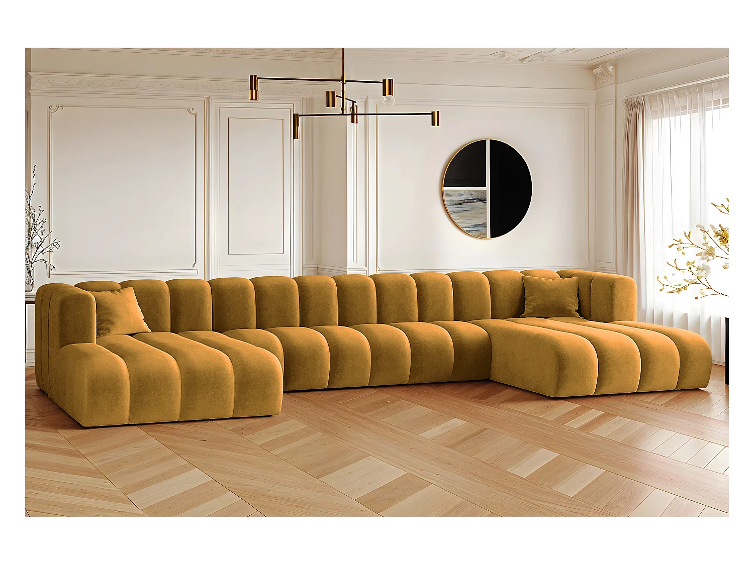 Divano angolare U-from Sofa Grand U XL tessuto modulare Salvador Giallo