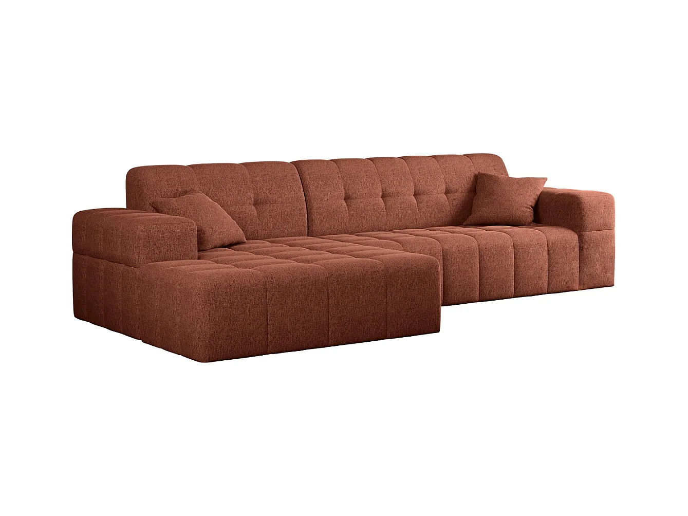 Ecksofa Eckouch Wohnzimmer NIMES Stoff Verita Kupfer Links