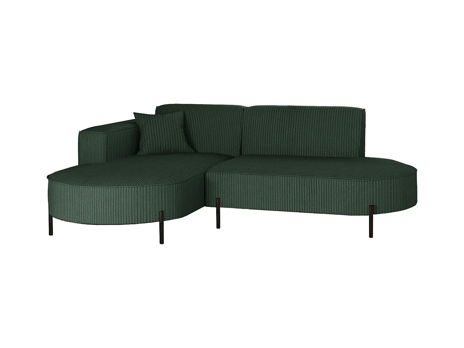 Canapé d'angle, canapé en L, designer Modena, tissu pur, Poso Green, gauche