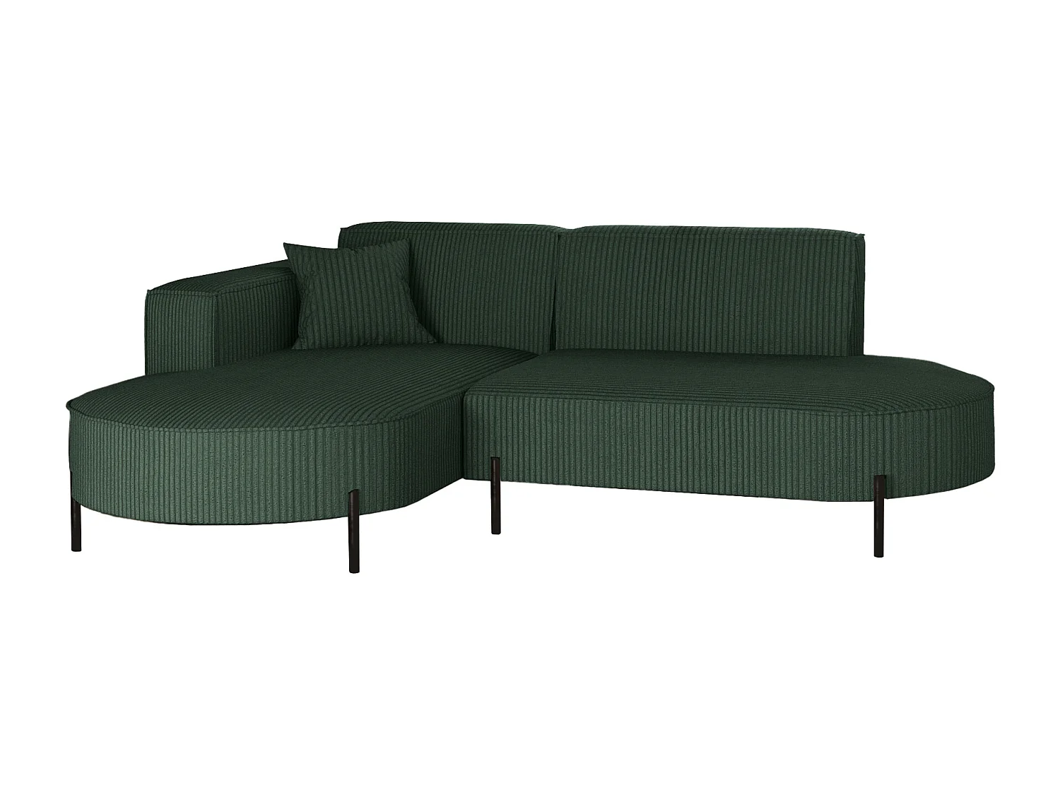 Canapé d'angle, canapé en L, designer Modena, tissu pur, Poso Green, gauche