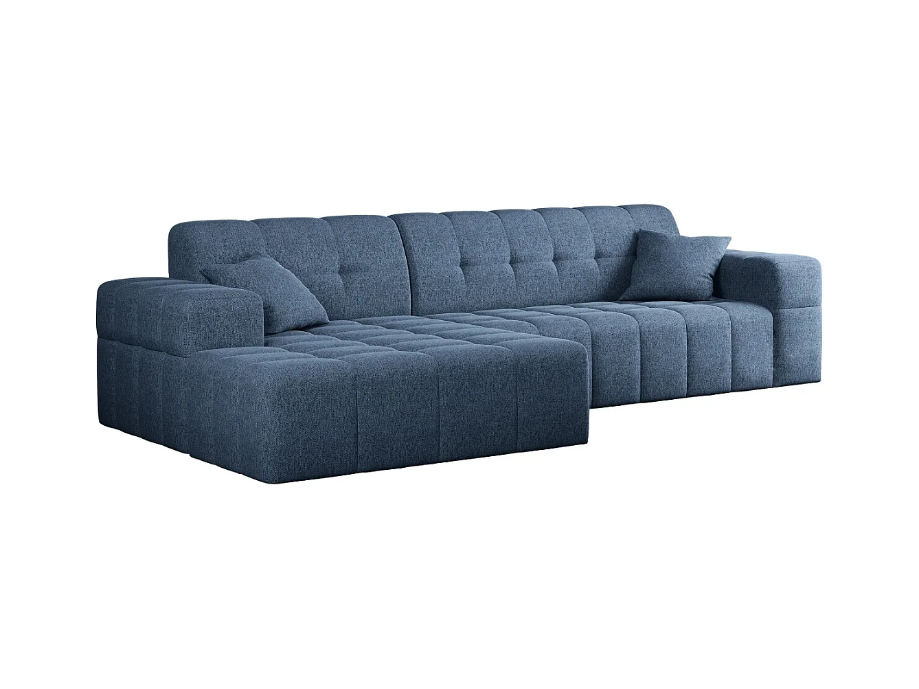 Ecksofa Eckouch Wohnzimmer NIMES Stoff Verita Marineblau Links