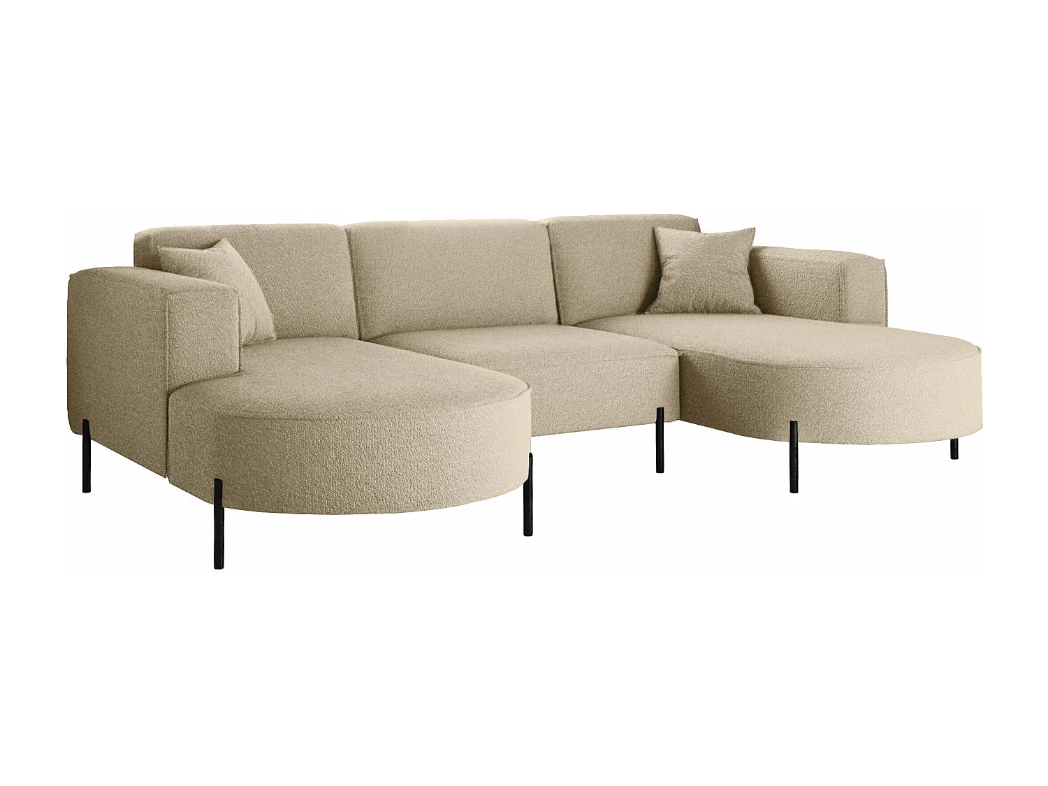 Canapé d'angle, Canapé Designer Modena U Pure tissu Quelle Beige