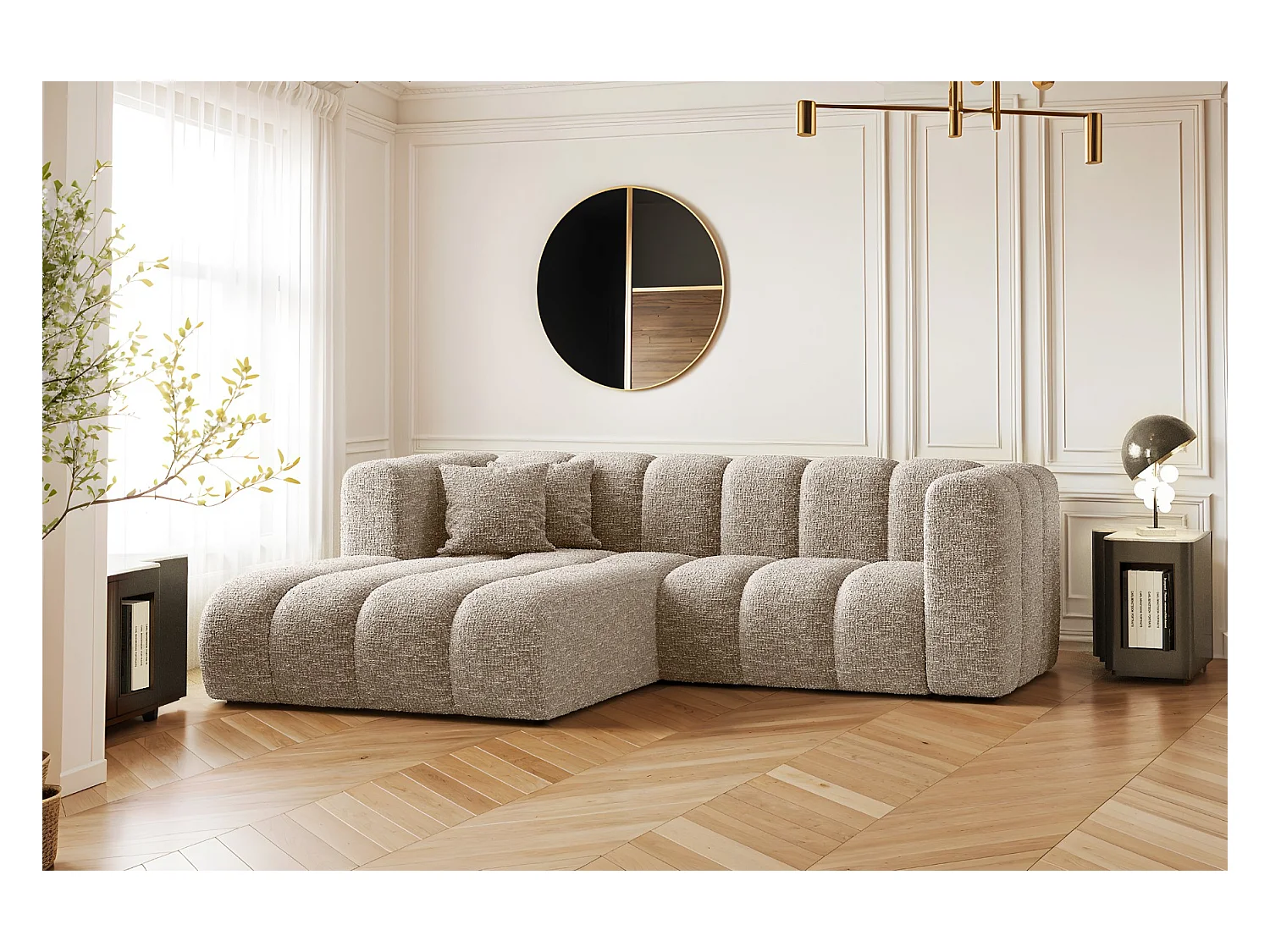 Ecksofa, L-form Sofa Grand modular stoff Haga Beige Links