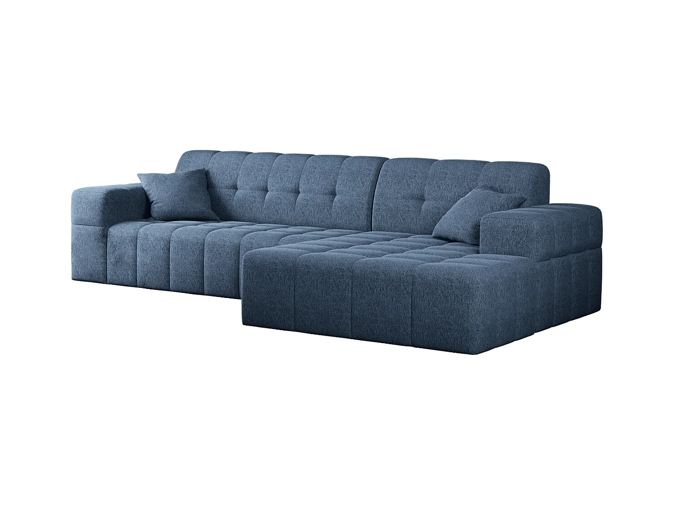 Ecksofa Eckouch Wohnzimmer NIMES Stoff Verita Marineblau Rechts