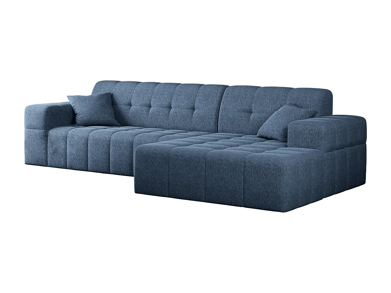 Ecksofa Eckouch Wohnzimmer NIMES Stoff Verita Marineblau Rechts