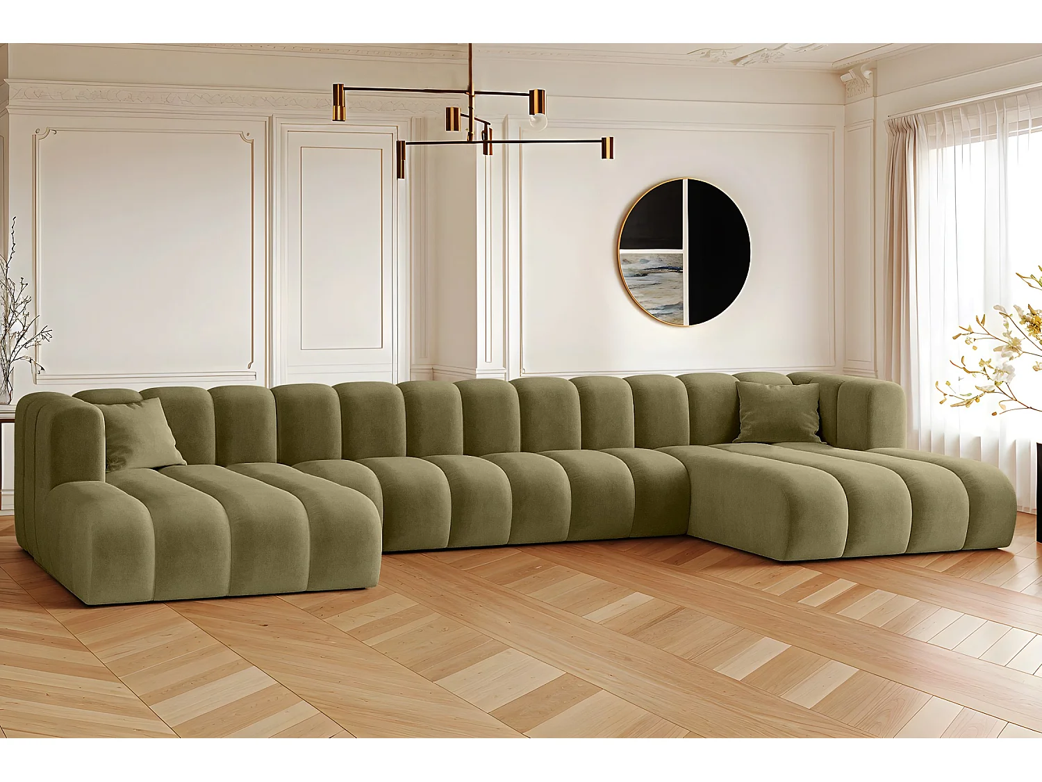 Canapé d'angle U-de Sofa Grand U XL modulable en tissu Salvador Olive