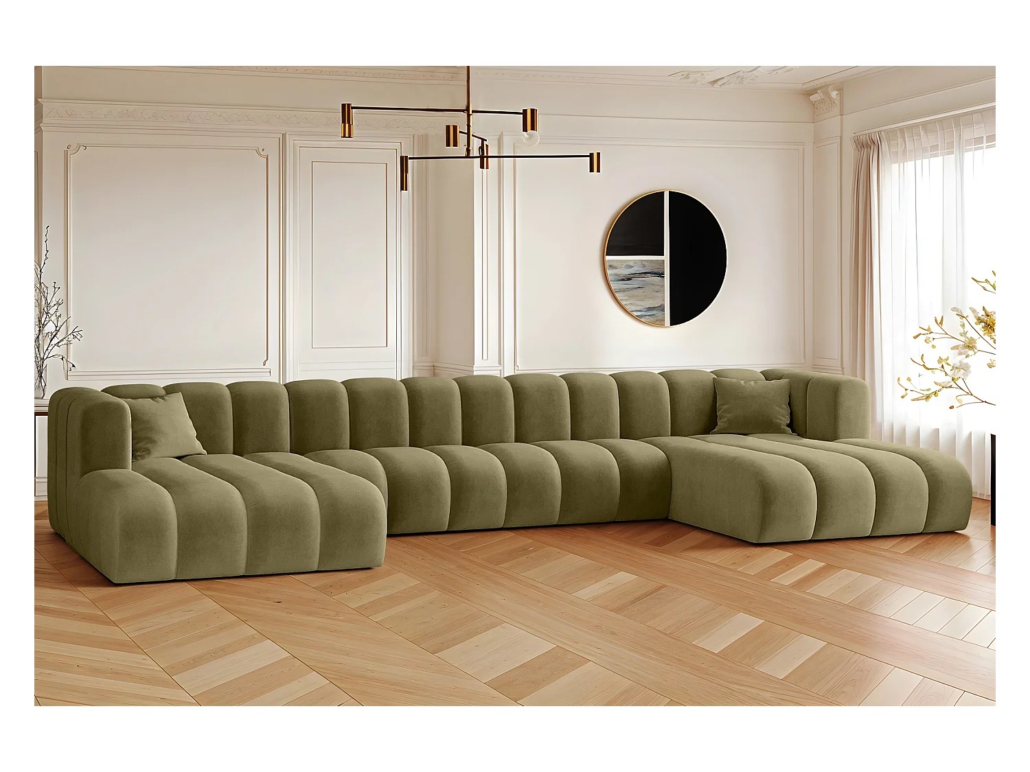 Divano angolare U-from Sofa Grand U XL tessuto modulare Salvador Olive