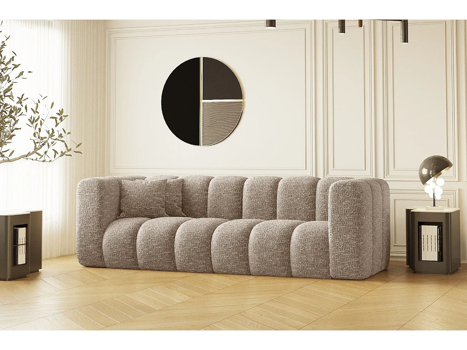 Canapé trois places Grand Modular tissu Haga Beige