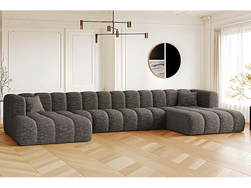 Ecksofa, U-form Sofa Grand U XL  modular stoff Haga Graphit