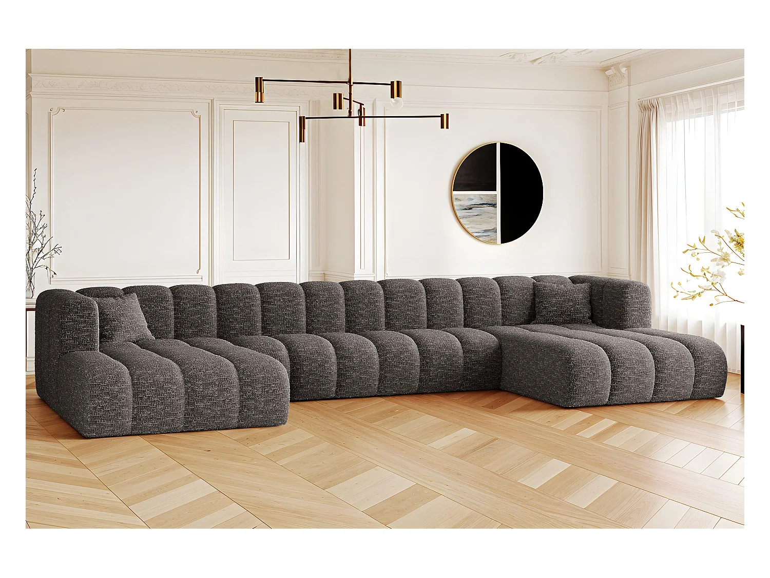 Ecksofa, U-form Sofa Grand U XL  modular stoff Haga Graphit