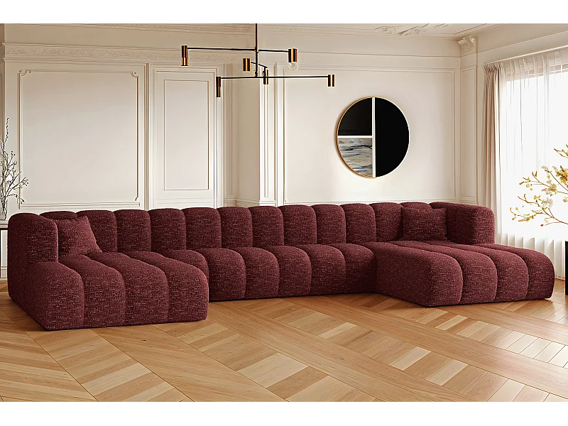 Ecksofa, U-form Sofa Grand U XL  modular stoff Haga Rotwein