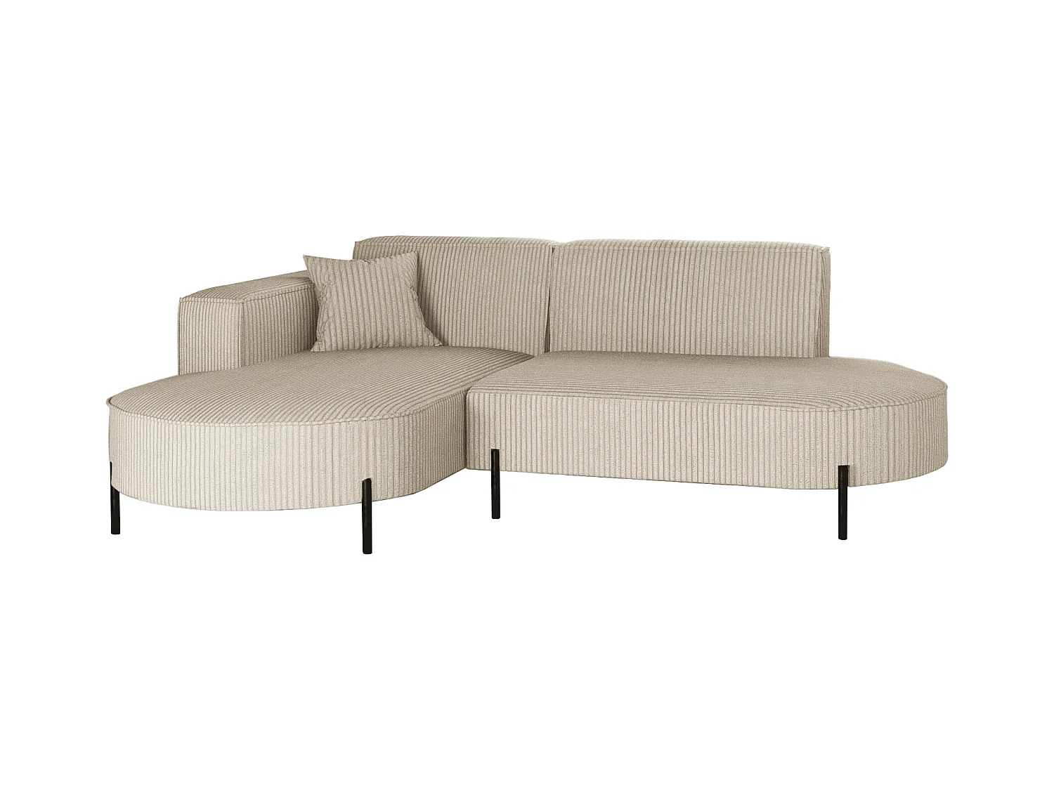 Canapé d'angle, canapé en L, designer Modena, tissu pur, Poso Beige, gauche