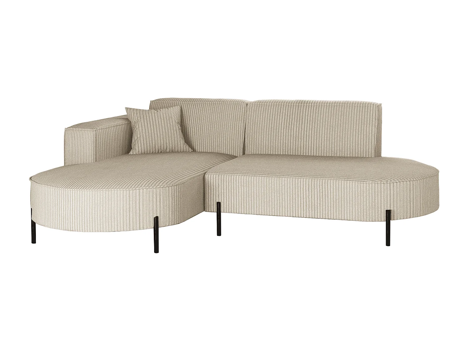 Canapé d'angle, canapé en L, designer Modena, tissu pur, Poso Beige, gauche