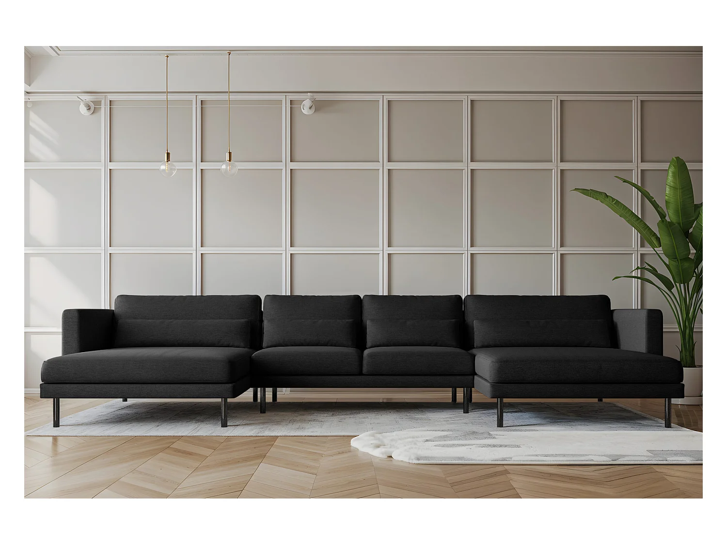 Ecksofa DANI in U-Form Stoff Verita Schwarz