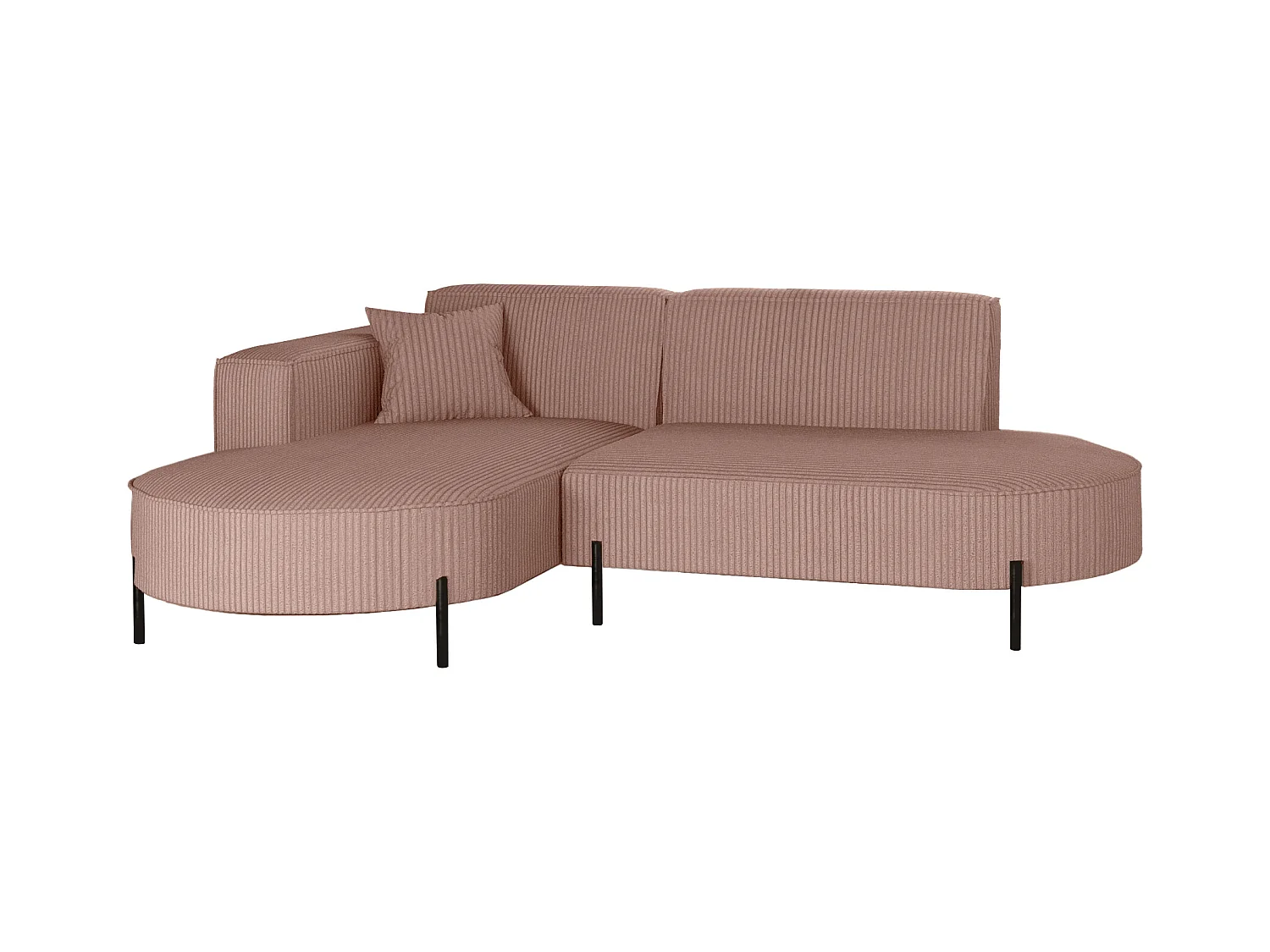 Canapé d'angle, canapé en L, designer Modena, tissu pur, Poso Rosa, gauche