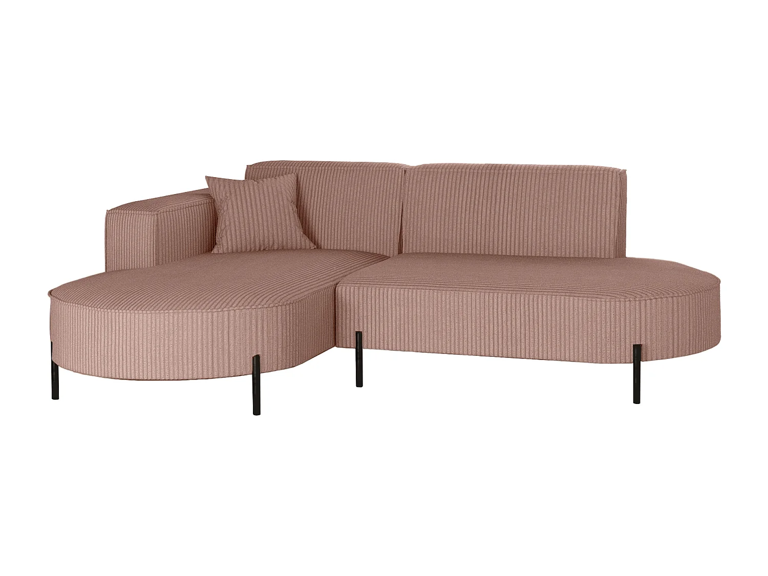 Canapé d'angle, canapé en L, designer Modena, tissu pur, Poso Rosa, gauche