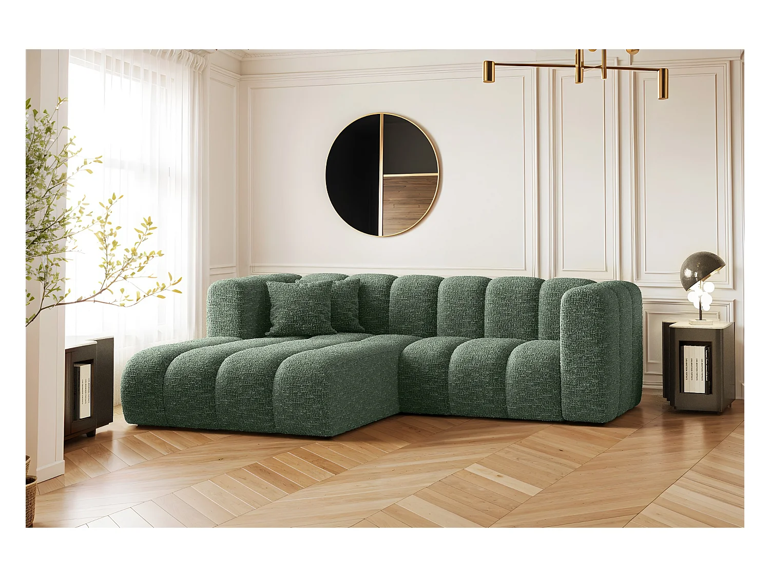 Ecksofa, L-form Sofa Grand modular stoff Haga Grün Links