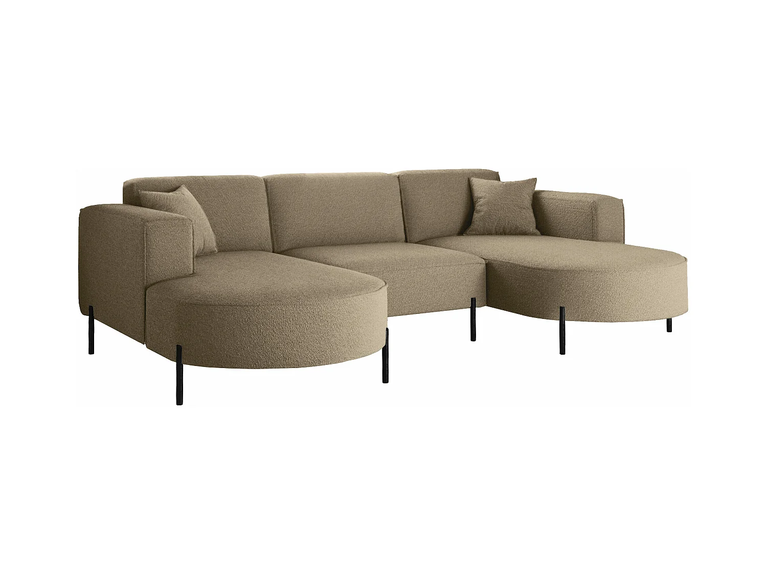 Canapé d'angle, Canapé Designer Modena U Pure tissu Quelle Marron Clair