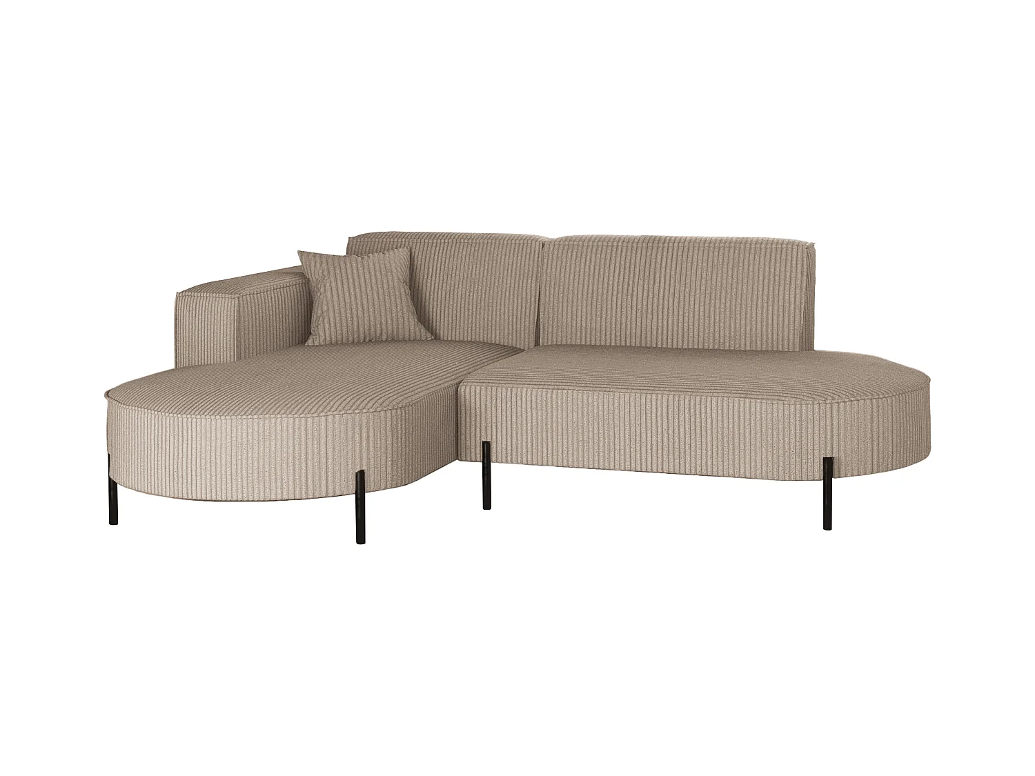 Canapé d'angle, canapé en L, designer Modena, tissu pur Poso, beige foncé, gauche