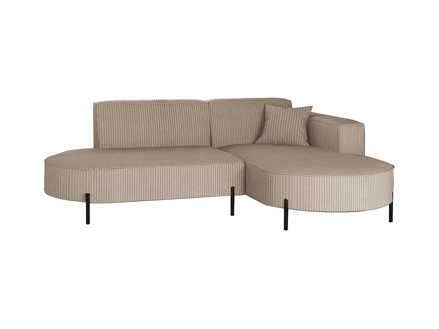 Canapé d'angle, canapé en L, designer Modena, tissu pur Poso, beige foncé, droite