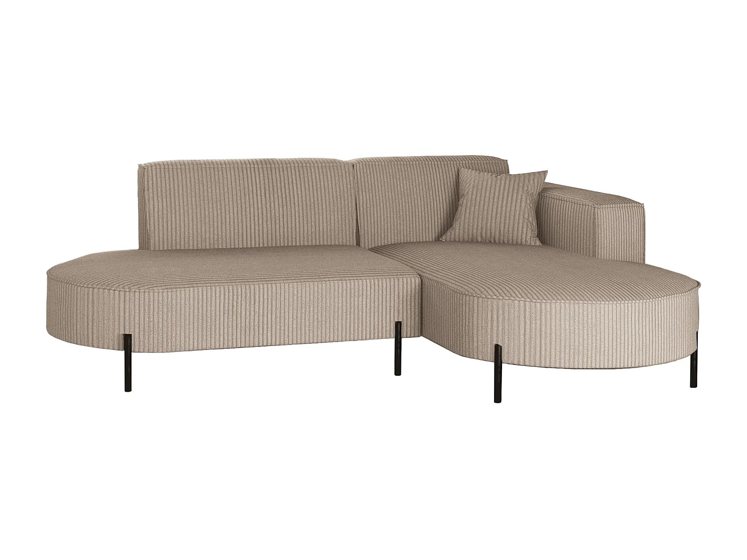 Canapé d'angle, canapé en L, designer Modena, tissu pur Poso, beige foncé, droite