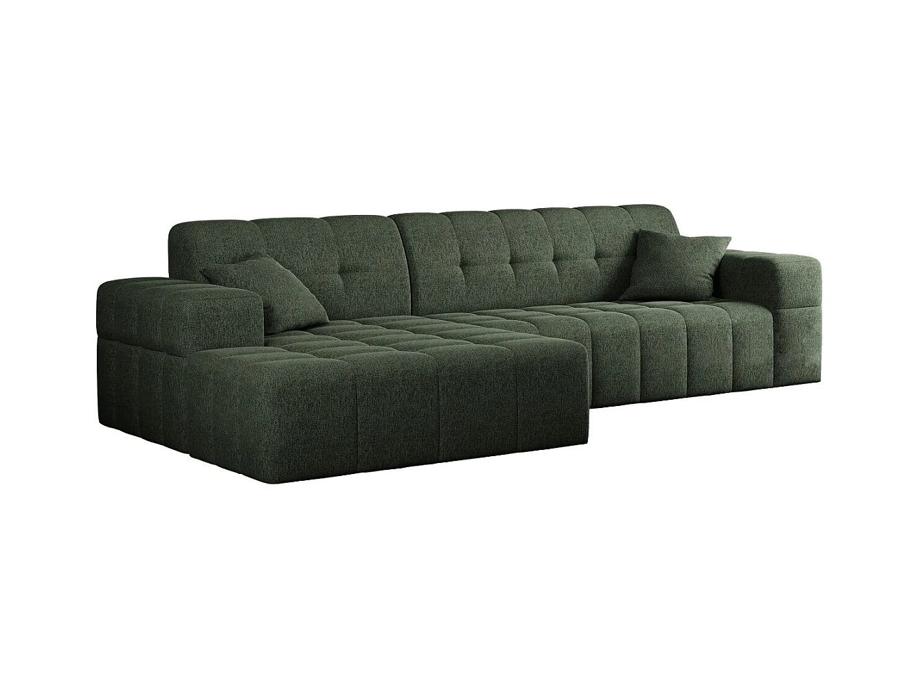 Ecksofa Eckouch Wohnzimmer NIMES Stoff Verita Dunkelgrün Links