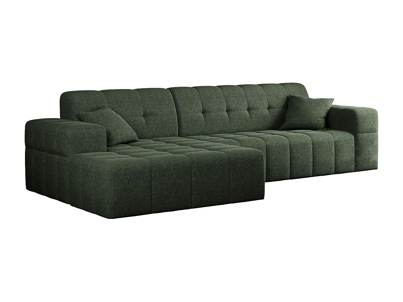 Ecksofa Eckouch Wohnzimmer NIMES Stoff Verita Dunkelgrün Links