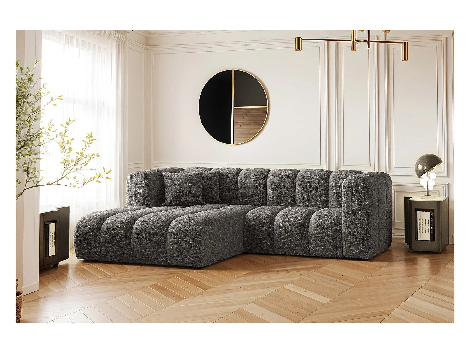 Ecksofa, L-form Sofa Grand modular stoff Haga Graphit Links