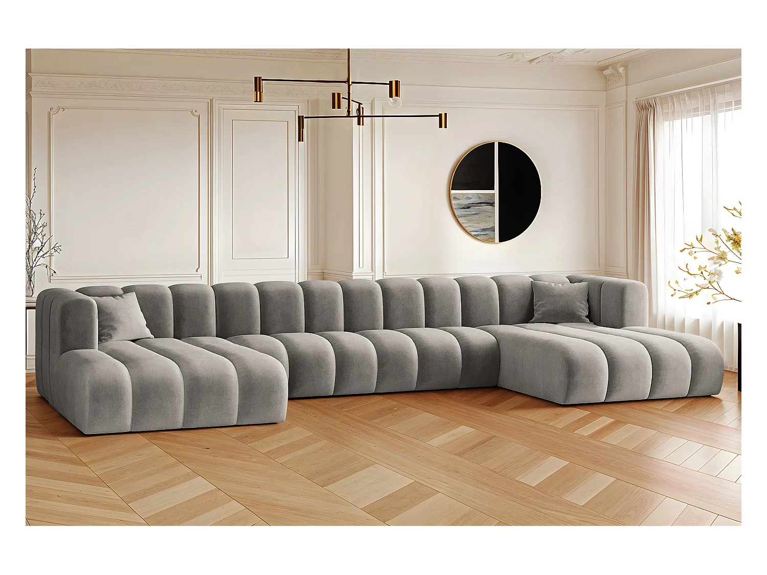 Divano angolare U-from Sofa Grand U XL tessuto modulare Salvador Grey