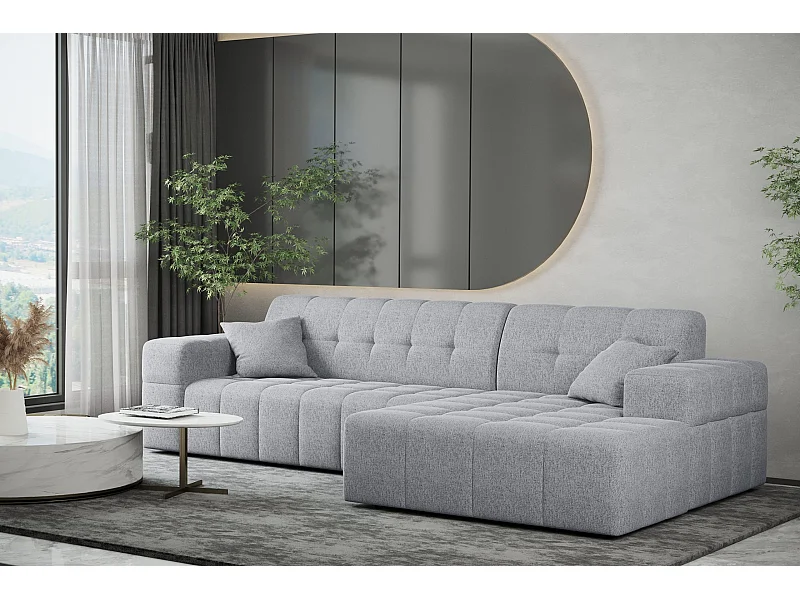Canapé d'angle Eckouch salon NIMES tissu Verita Gris Droit