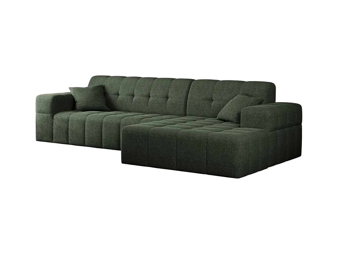 Ecksofa Eckouch Wohnzimmer NIMES Stoff Verita Dunkelgrün Rechts