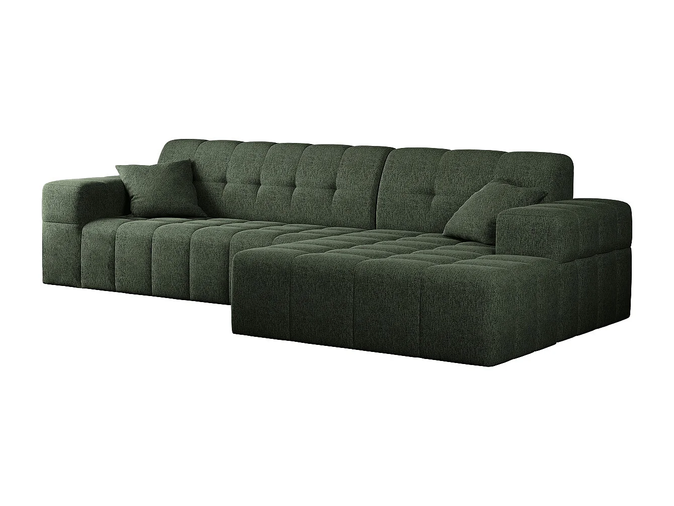 Canapé d'angle Eckouch salon NIMES tissu Verita vert foncé droit