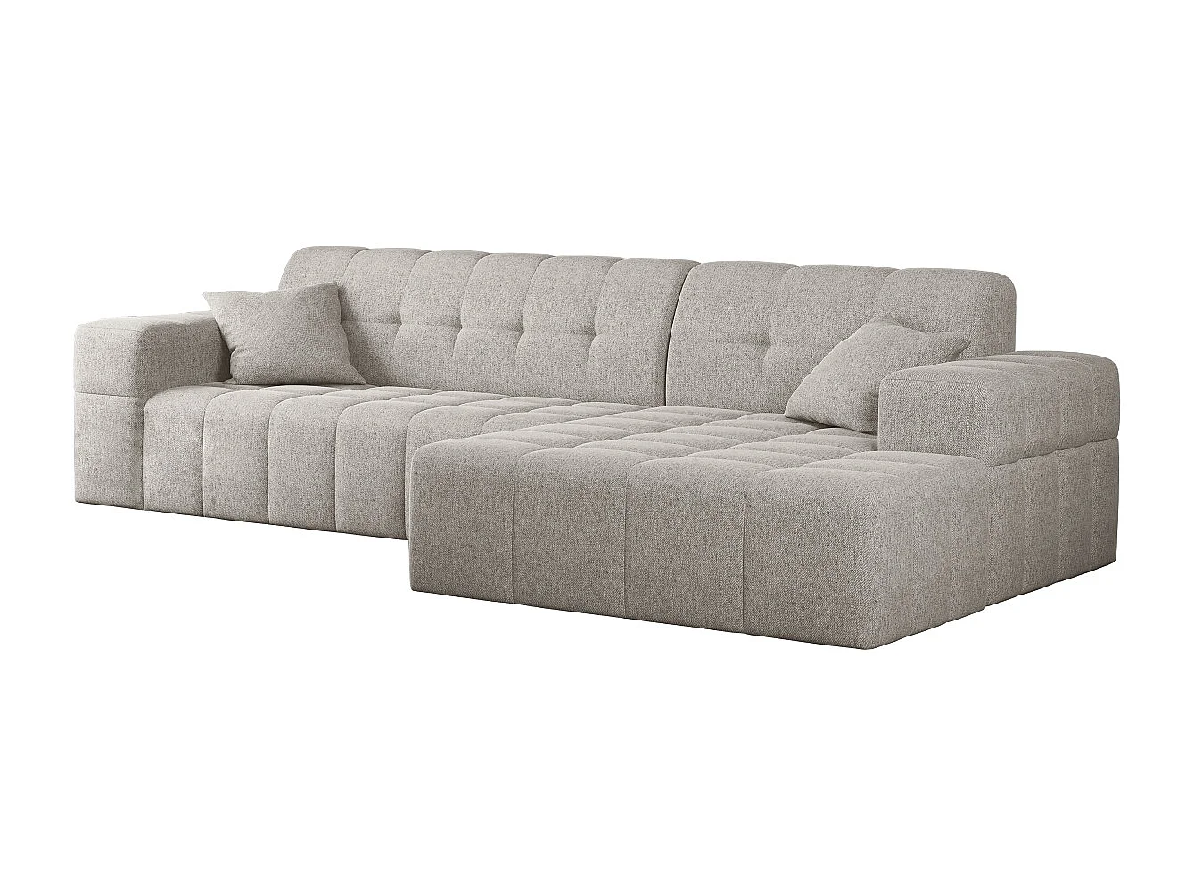 Canapé d'angle Eckouch salon NIMES tissu Verita Beige Droit