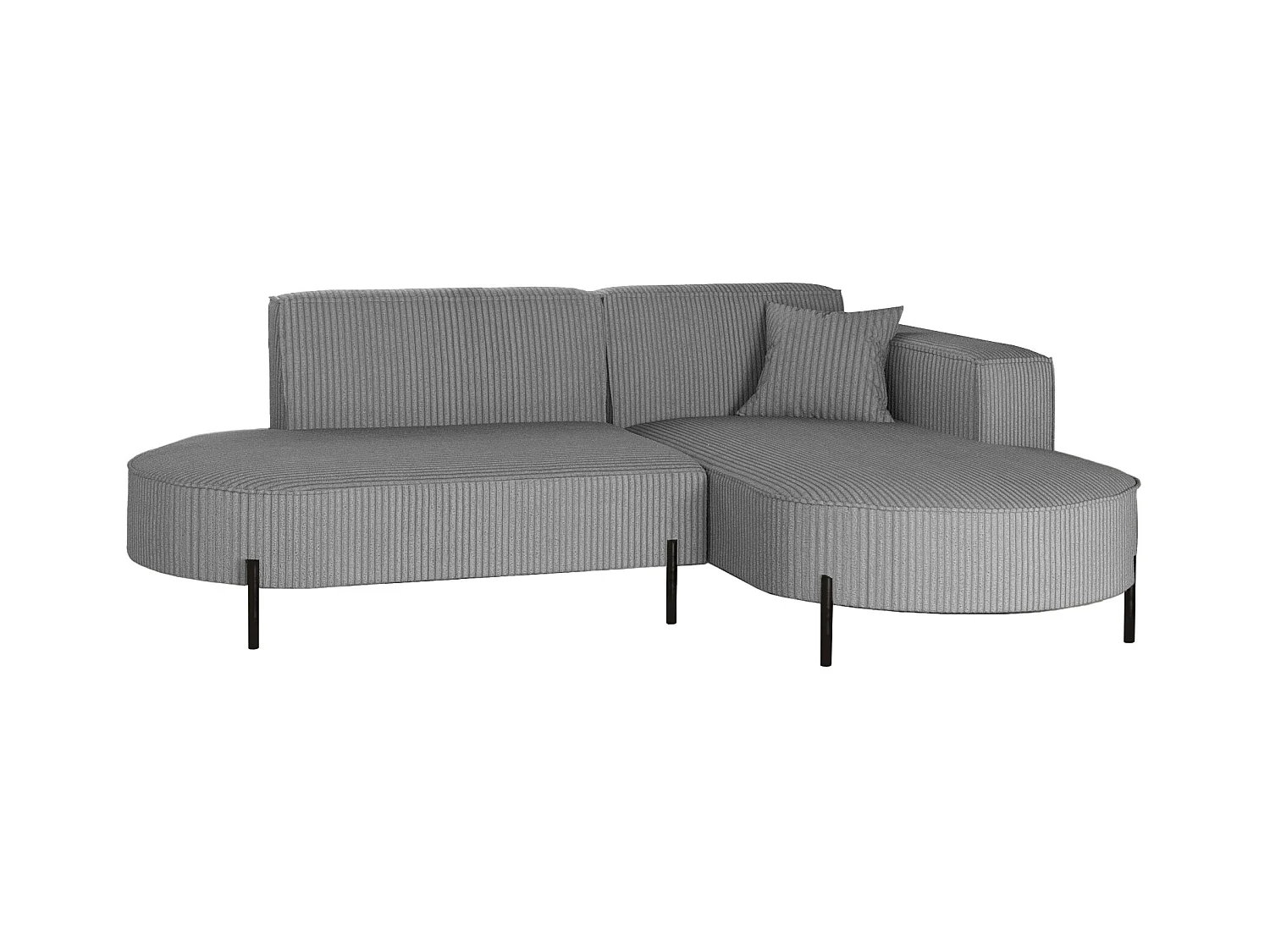 Canapé d'angle, canapé en L, designer Modena, tissu pur, Poso Silver, droite