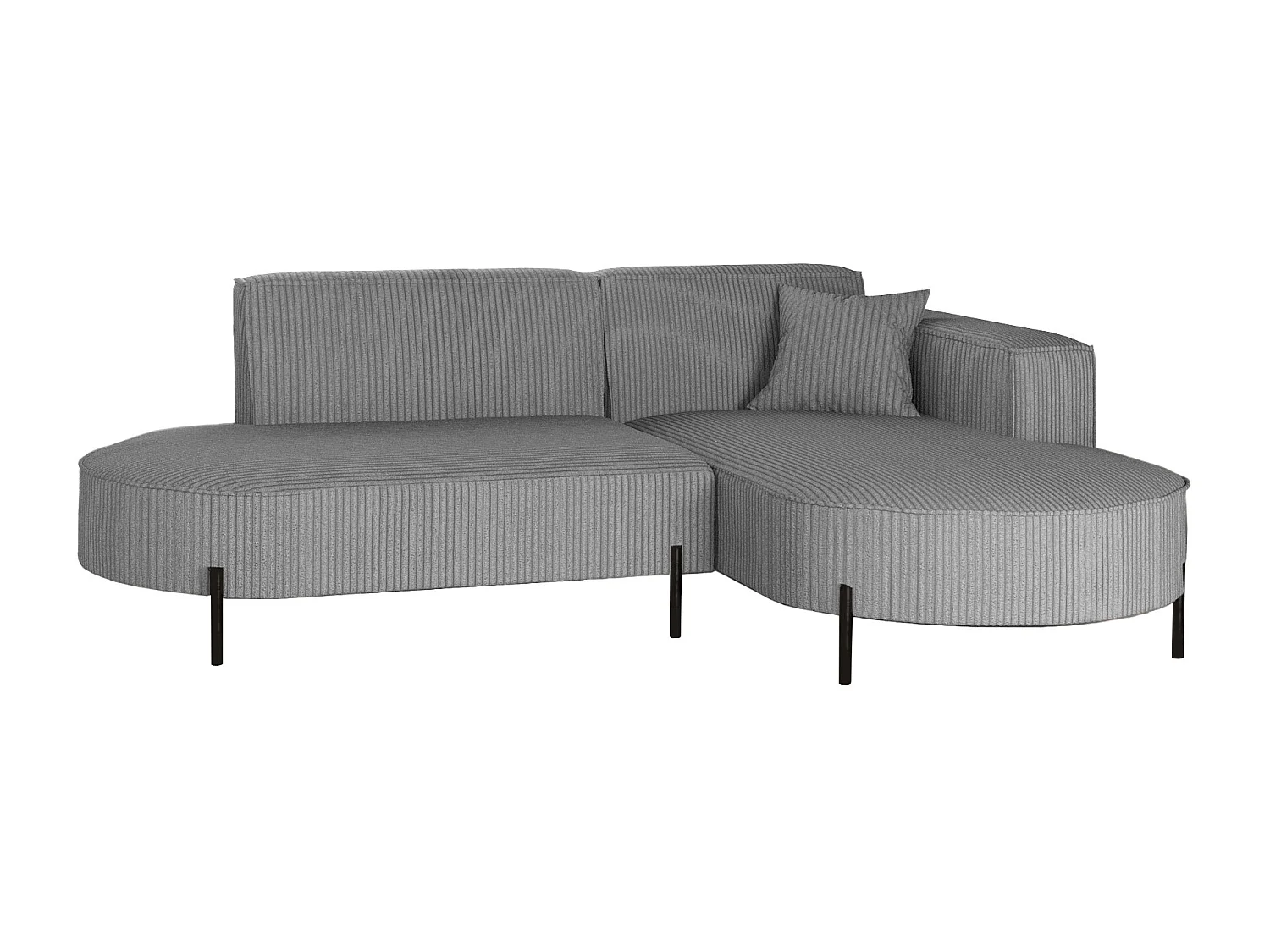 Canapé d'angle, canapé en L, designer Modena, tissu pur, Poso Silver, droite