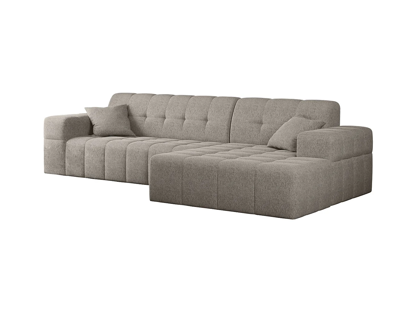 Ecksofa Eckouch Wohnzimmer NIMES Stoff Verita Warmbeige Rechts