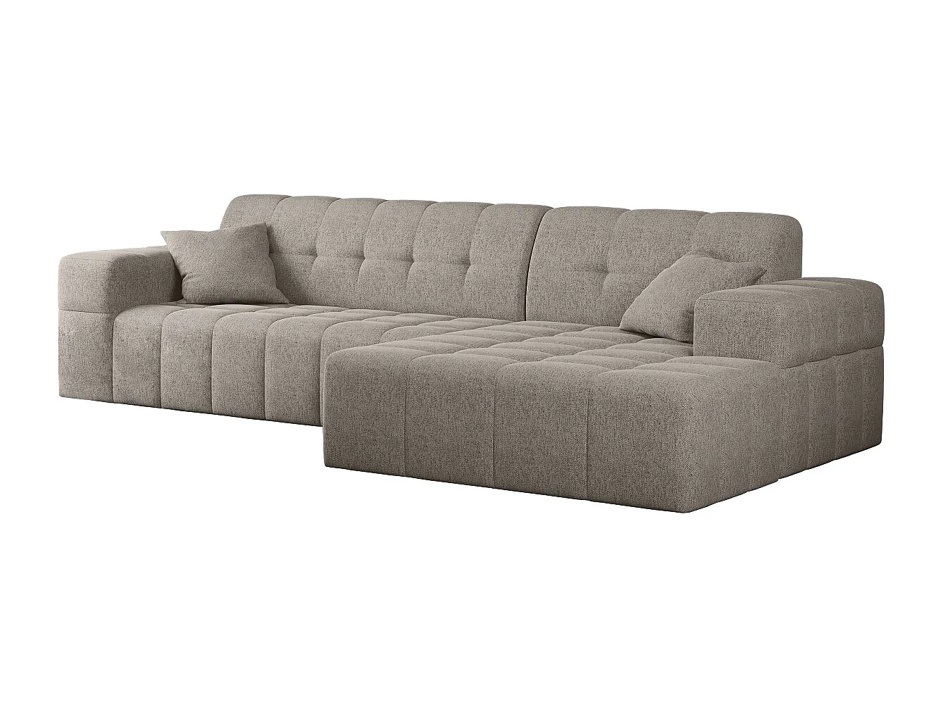 Ecksofa Eckouch Wohnzimmer NIMES Stoff Verita Warmbeige Rechts