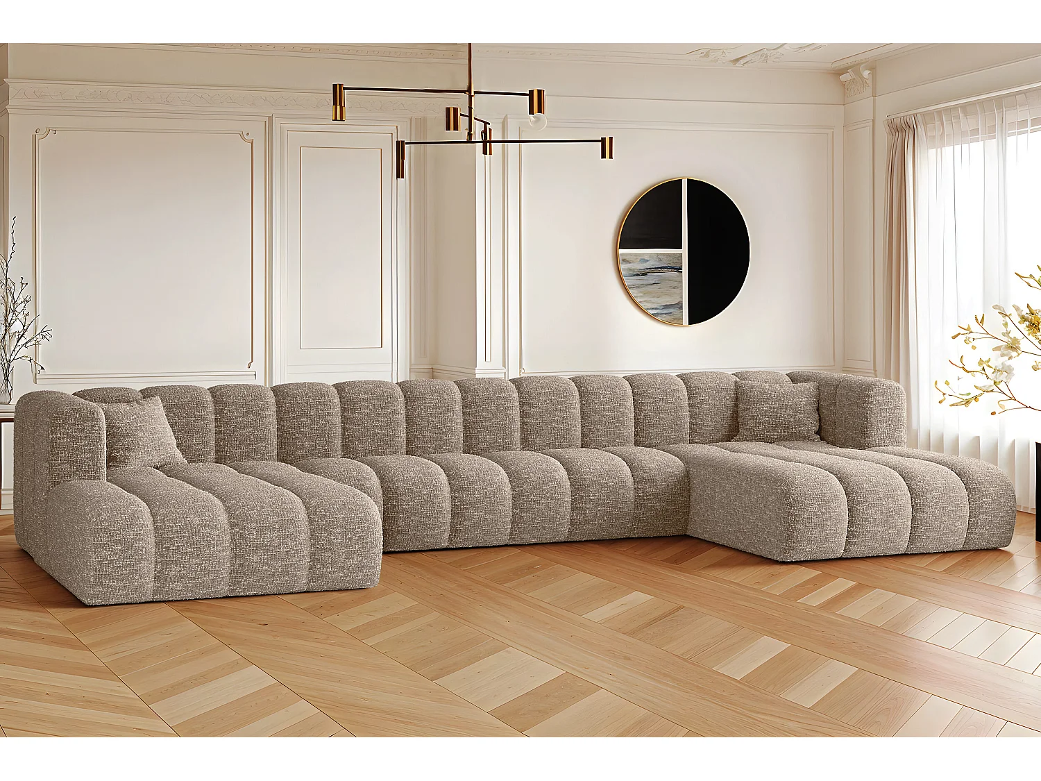 Ecksofa, U-form Sofa Grand U XL  modular stoff Haga Beige