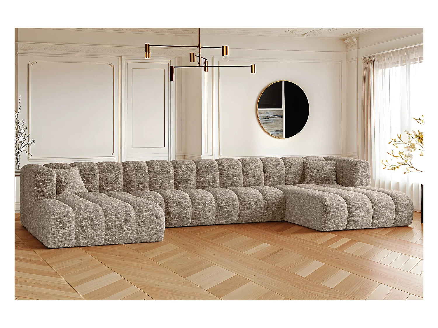Ecksofa, U-form Sofa Grand U XL  modular stoff Haga Beige