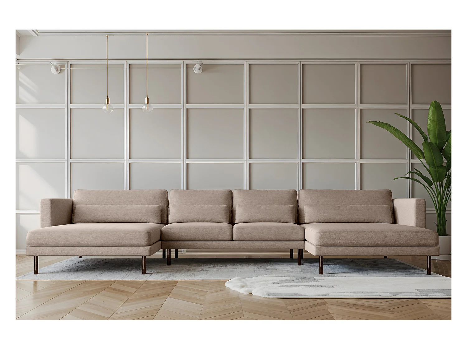 Ecksofa DANI in U-Form Stoff Verita Warmbeige