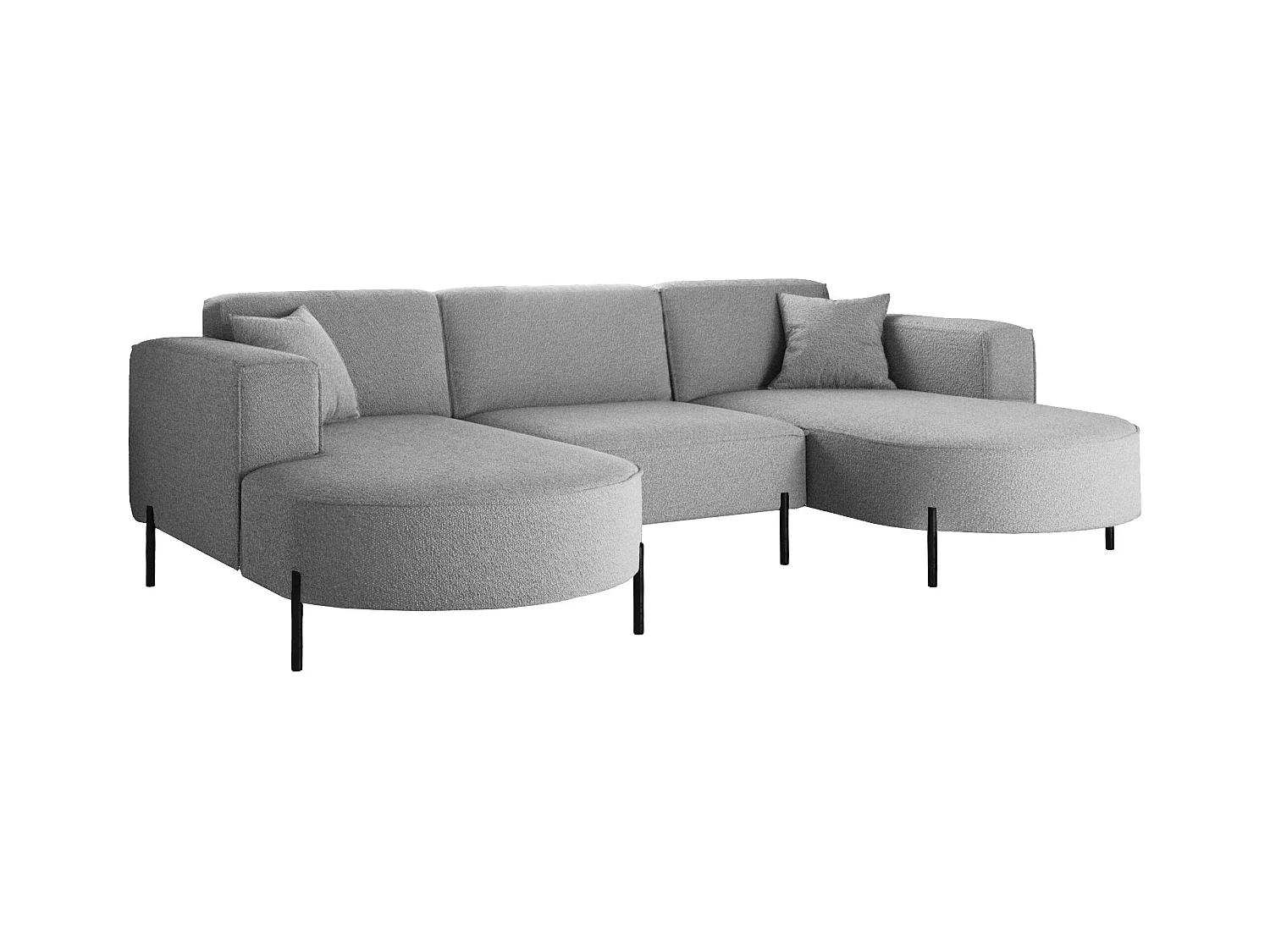 Canapé d'angle, Canapé Designer Modena U Pure tissu Quelle Gris