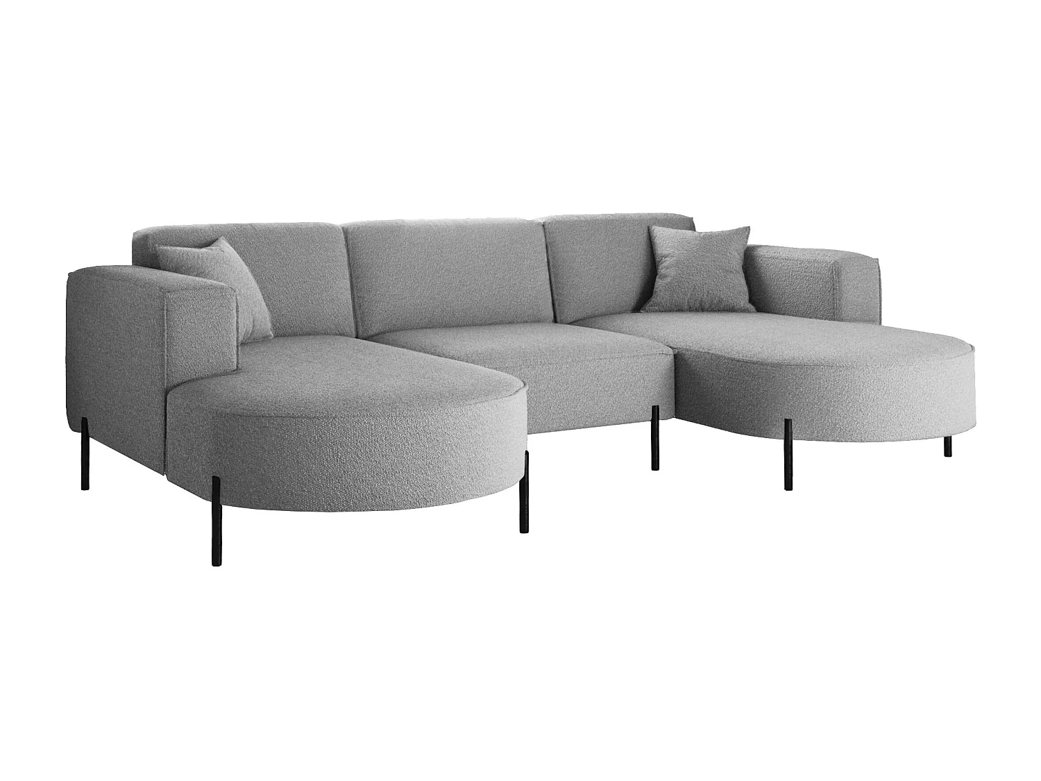 Canapé d'angle, Canapé Designer Modena U Pure tissu Quelle Gris