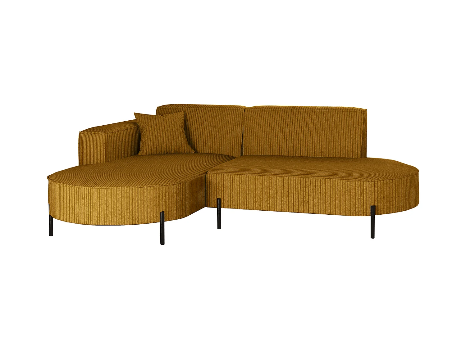 Canapé d'angle, canapé en L design Modena tissu pur Poso couleur moutarde Gauche