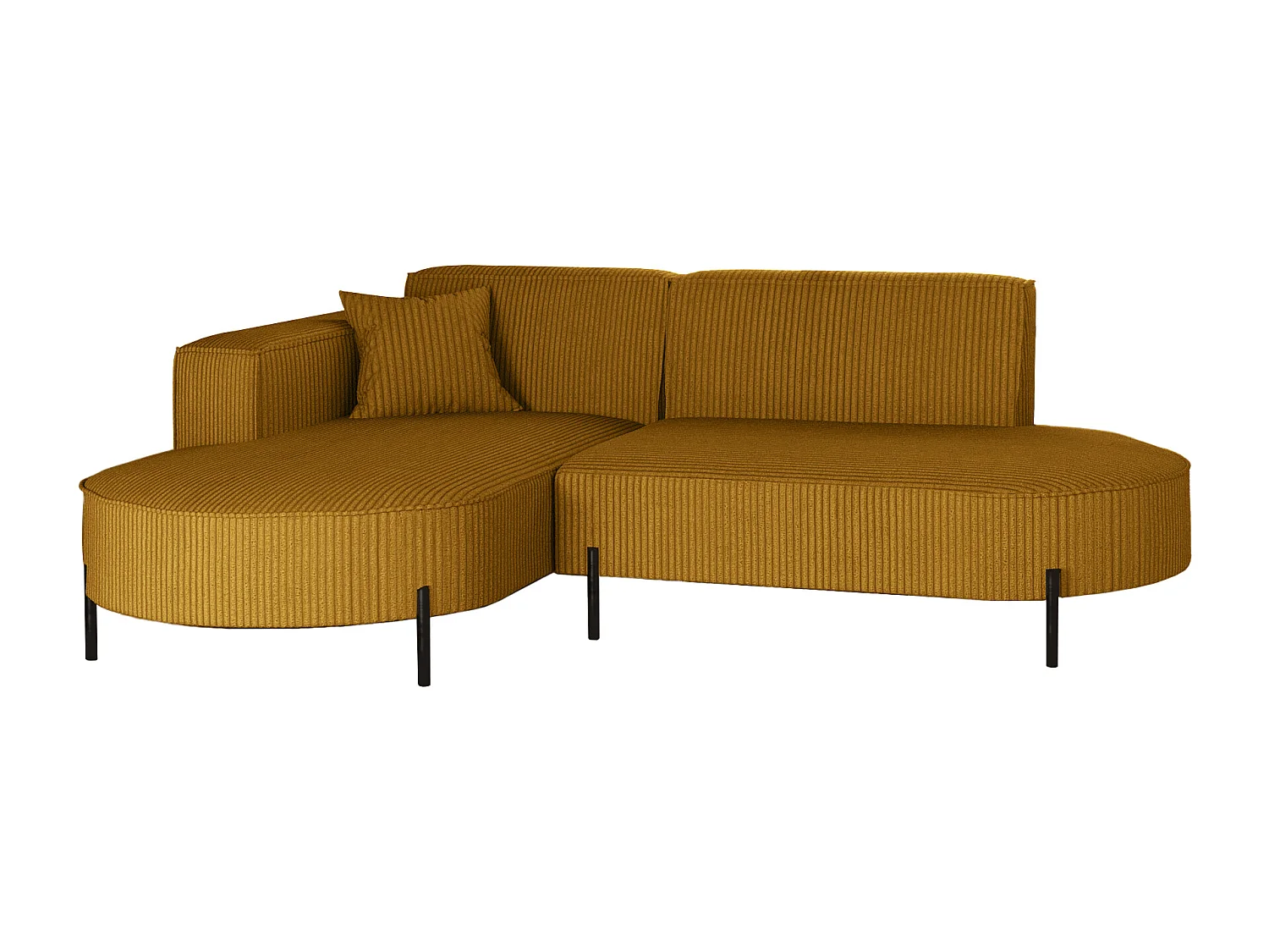 Canapé d'angle, canapé en L design Modena tissu pur Poso couleur moutarde Gauche